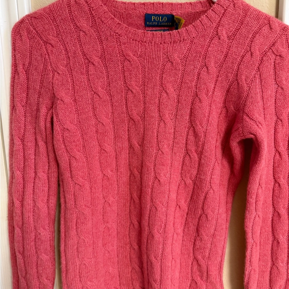 Polo by Ralph Lauren Coral Cashmere Cable Knit Sweater